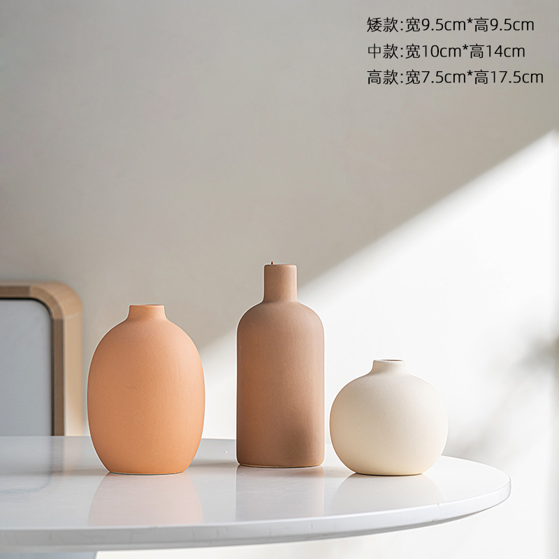 Eucalyptus Preserved - İskandinav Morandi Mat Seramik Vazo Minimalist